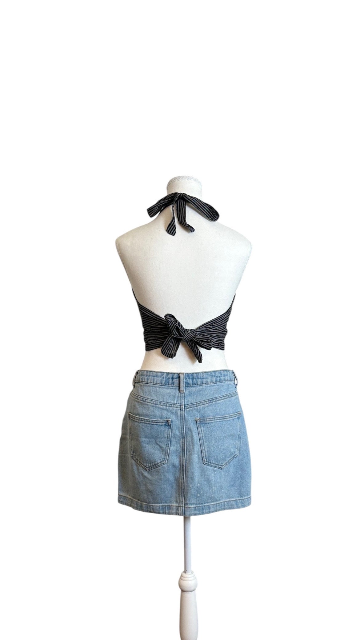 shedol rara bra top charcoal stripe back